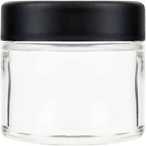 Vista 16 de Human Objects Tarros de vidrio ámbar de 2 onzas con tapas negras resistentes a los niños, 0.12 oz, 200 unidades, recipientes herméticos recargables