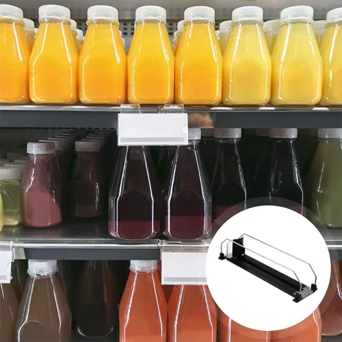 Vista 8 de Organizador de bebidas para nevera, dispensador de latas de soda con deslizador automático, organizador de botellas de refrigerador, soporte