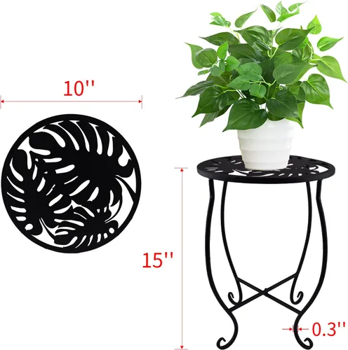 Vista 2 de TLBTEK 2 soportes redondos para macetas de interior de 10 pulgadas, soportes de metal para plantas al aire libre, moderno soporte para macetas