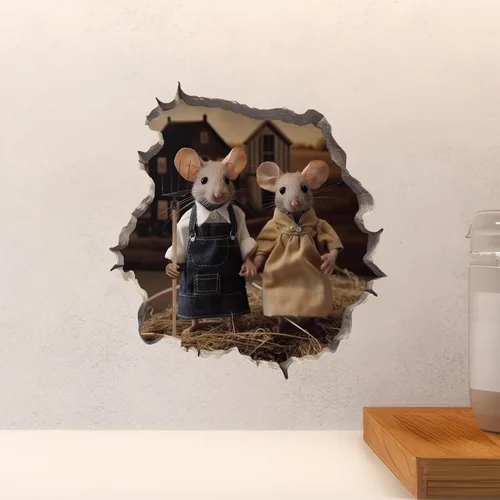 Vista 4 de Adhesivo de pared 3D con agujero de ratón gótico americano con agujero de ratón