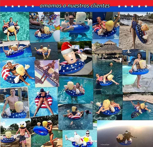 Vista 3 de NINOSTAR Flotador inflable de piscina americano para fiesta de verano en la piscina - Padre