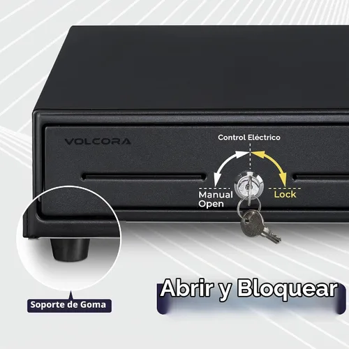 Vista 4 de Volcora Cajón de caja registradora de 13 pulgadas para sistema de punto de venta (POS) con bandeja de efectivo de 2 niveles totalmente extraíble, 4