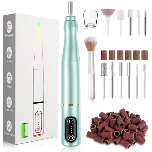 Vista 13 de TUOBEO - Kit de lima de uñas eléctrica para taladro de uñas inalámbrico, juego de archivos electrónicos recargables Negro