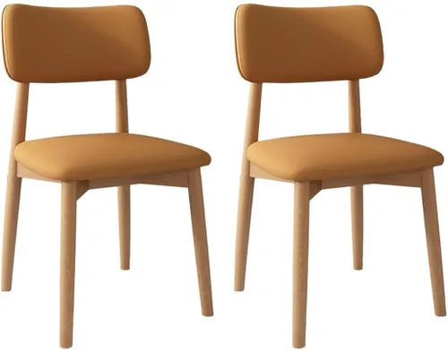 Vista 55 de YVYKFZD Solid Wood Dining Chairs, Kitchen Chairs Set with Curved Backrest, Leather Upholstered Dining Room Chair, Armless Living Room Chair, for