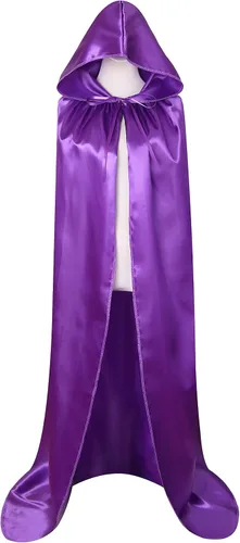 Vista 2 de BIGXIAN Capa de satén extra larga con capucha, capa elegante de Halloween y Navidad