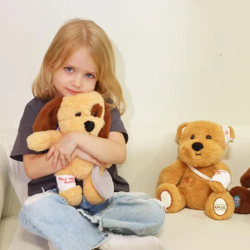 Vista 7 de Hopearl Adorable regalo de oso con brazo roto, animal de peluche suave, compañero reconfortante, marrón, 10 pulgadas