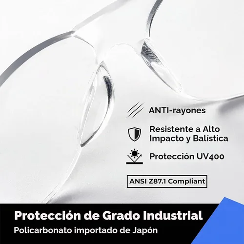 Vista 3 de amoolo Gafas de seguridad para hombres y mujeres, protección ocular transparente para trabajo, laboratorio, construcción