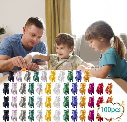 Vista 9 de 100 piezas de mini animales impresos en 3D figuras de plástico de animales pequeños en miniatura, figuras de gato pequeño a granel para micro hadas