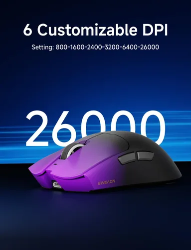 Vista 5 de Mouse inalámbrico para juegos S9 Pro, mouse ergonómico de computadora 59G, modos triples, sondeo de 8K, DPI de 26 K, sensor óptico PAW3395