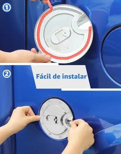 Vista 4 de Cubierta para tapa de puerta de tanque de llenado de gas de combustible Dodge Ram 2010-2017, tapa de tanque de gas cromada, cubierta de puerta