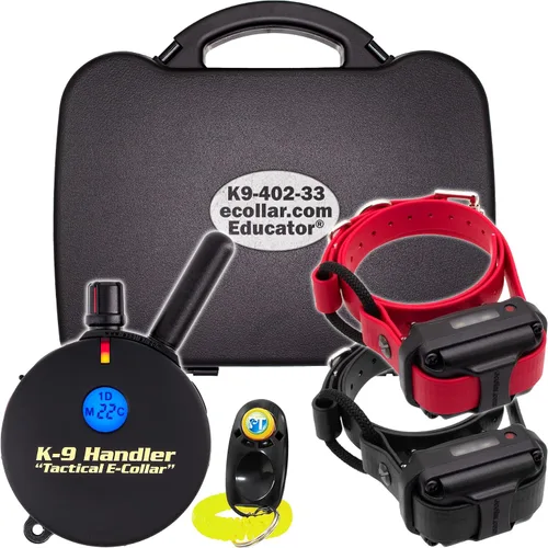 Vista 9 de Educator Collar táctico K9-400 para entrenamiento de perros con control remoto, rango de 3/4 millas, impermeable, 100 niveles de estimulación, modo