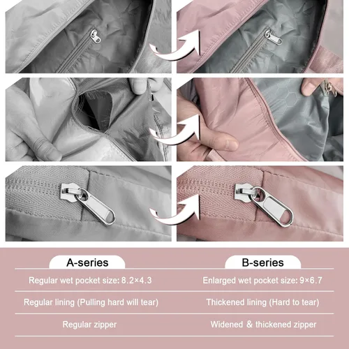 Vista 5 de WOOMADA Bolsa de viaje plegable, bolsas de fin de semana para mujer, bolsa de mano con espacio expandible, bolsas de transporte para aviones