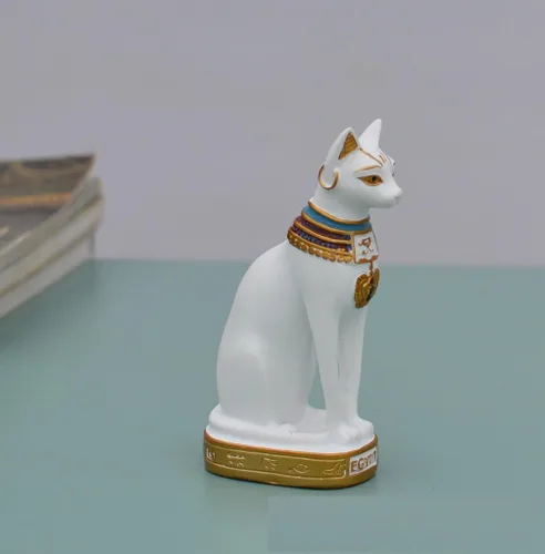Vista 2 de Stock Show 2 unidades/paquete de 2 piezas de Gatito Egipto Egipcio Bastet Gato de resina Artesanía Adornos de estatua de Gato Novedad Lindo Gato