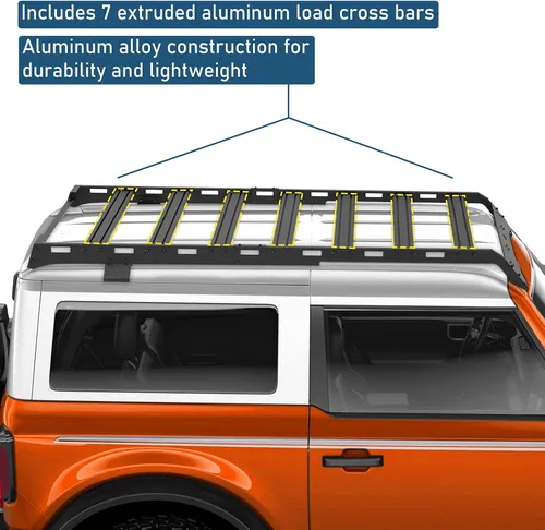 Vista 4 de u-Box Bronco Barras transversales de aluminio para Ford Bronco 2021-2026 con techo rígido de 2 puertas (excluye Bronco Sport), cesta de carga