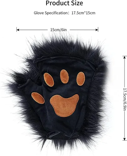 Vista 6 de HAOAN Juego de orejas y guantes con clip de cola de zorro lobo, Halloween, Navidad, fiesta de disfraces, juguetes de regalo para mujeres