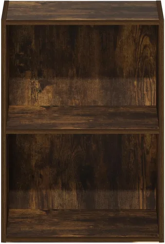 Vista 6 de Furinno LUDER - Estantería de libros, estantería moderna de 2 niveles, estantería abierta de 9 x 16 x 21, para sala de estar, dormitorio, oficina