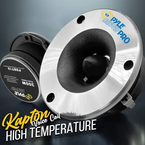 Vista 4 de Pyle Tweeter de cuerno de titanio de 3.75 pulgadas (par) – Acabado de corte de diamante cromado de aluminio con pico de 300 vatios de estructura