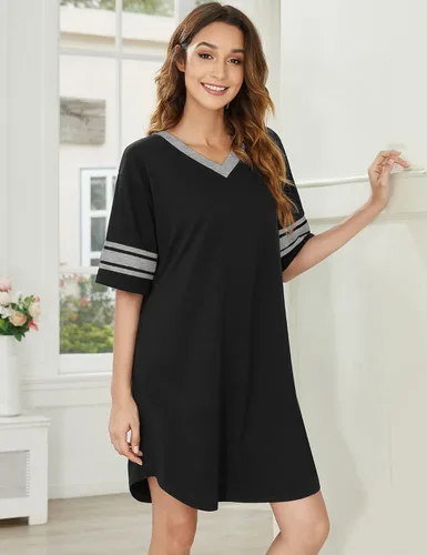 Vista 2 de Ekouaer - Camisón de manga corta para mujer
