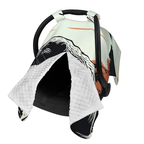 Vista 2 de Baby Car Seat Canopy Cover for Mom, Soft Breathable Nursing Breastfeeding Covers Multi Use Stroller Sun Shade Newborn Shower Gift，Black Beaver