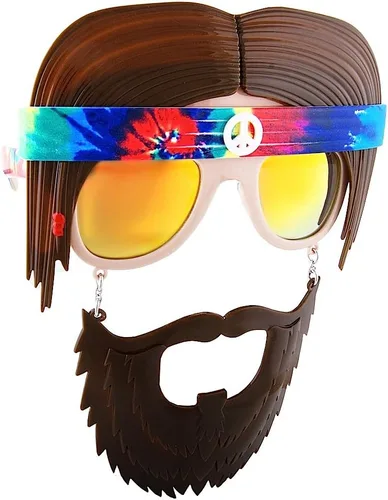 Vista 2 de Sunstaches casco de fútbol, talla única , Hippie