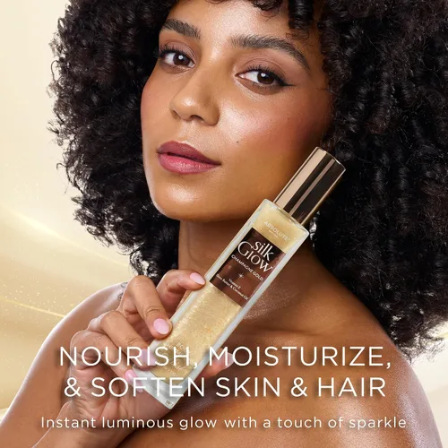 Vista 2 de Absolute New York - Silk Glow Shimmer Mist Glow, radiante, brillo para cuerpo, cara y cabello, manteca de karité, aceite de coco, vitamina E