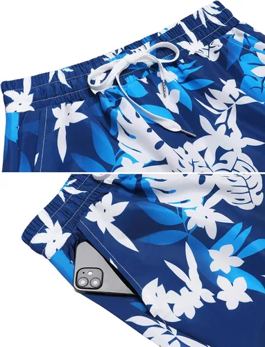 Vista 3 de Daupanzees Shorts de baño para hombre con cordón y cintura elástica con bolsillos