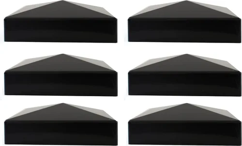 Vista 24 de Tapa para poste de valla de vinilo piramidal de plástico de 5 x 5 (5.000 in x 5.000 in), color negro o blanco, múltiples cantidades para postes