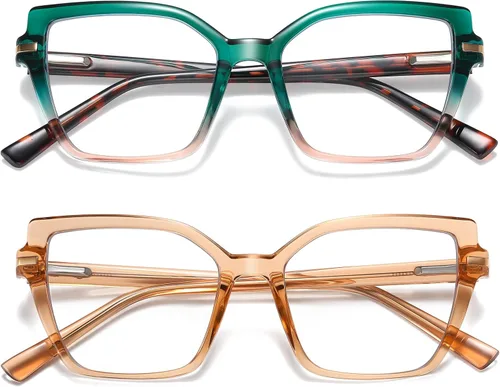 Vista 9 de LKEYE Gafas de lectura cuadradas para mujer, diseño de ojo de gato, bloqueo de luz azul, lk6095