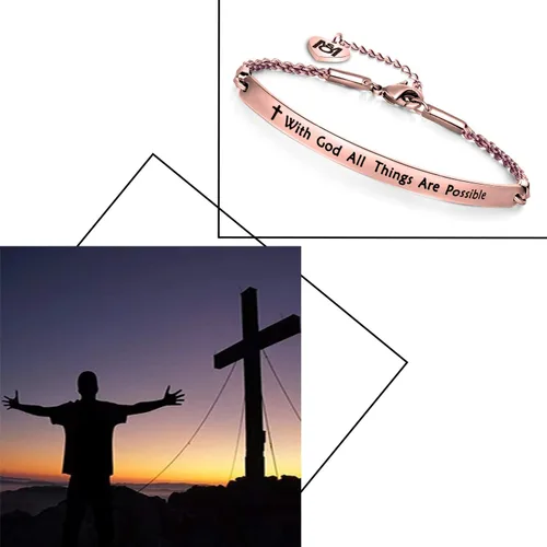 Vista 7 de MYOSPARK Pulsera de joyería religiosa Mateo de 1926 pulgadas con Dios All Things are Possible