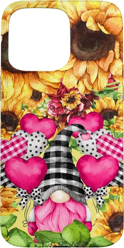 Vista 31 de Cute Sunflower Pattern for Women Pink Valentines Gnome Case for iPhone 17
