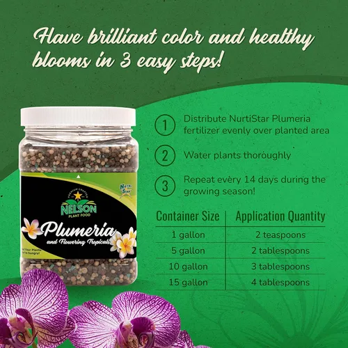 Vista 5 de Nelson NutriStar - Fertilizante granular para plumeria y todas las flores tropicales, helechos, orquídeas, lirios en maceta, en el suelo