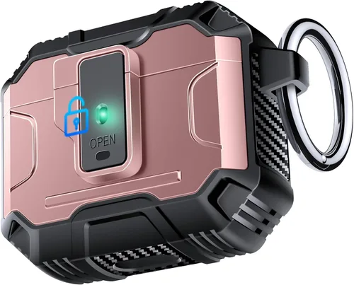 Vista 15 de Amoured AutoPOP - Funda para AirPods Pro de 1ª generación con cerradura y llavero, protección resistente de 360° y mecanismo de apertura de 1 clic