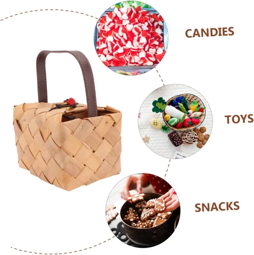 Vista 3 de jojofuny Cesta de la compra, cesta de embalaje de regalo, cesta de picnic, cesta de embalaje, cesta de embalaje, contenedor de ornamento, cesta