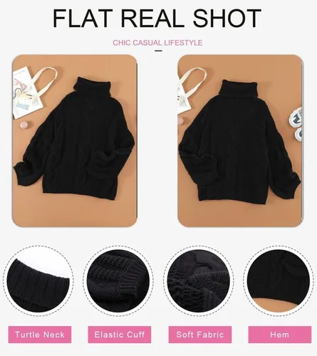 Vista 4 de Dokotoo - Sudadera de cuello de tortuga para mujer