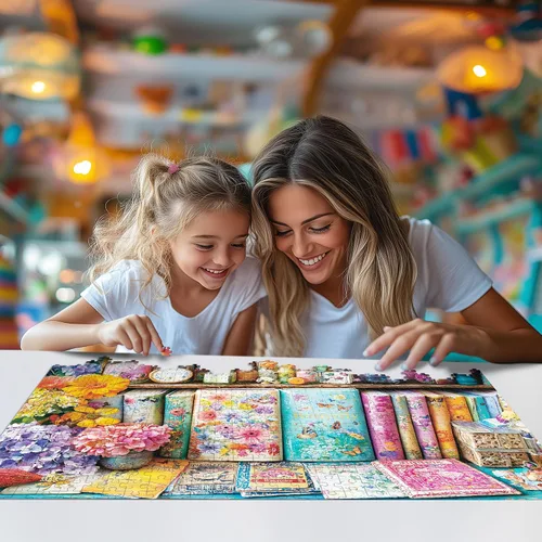 Vista 7 de Rompecabezas para adultos de 1000 piezas, rompecabezas florales de libro vibrante