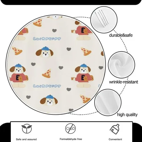 Vista 3 de Cute Luck Dog Round Tablecloth Table Cloth Decor Washable Table Cover with Wrinkle Resistant for Home Kitchen Dining Room Picnic Camping Party