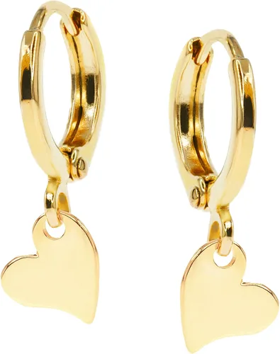 Vista 8 de 14K Gold Clasp Closure Dangle Earrings, Trendy Hoop with Charm, Huggie Hoop Earrings, Hypoallergenic Nickel Free Earrings, Lightweight Huggies for