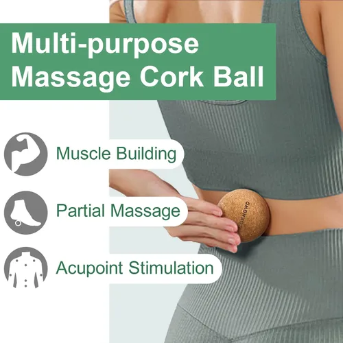 Vista 7 de COENGWO Bola de lacrosse de corcho, bola de terapia de tensión muscular de tejido profundo para terapia de punto de activación, dolor muscular
