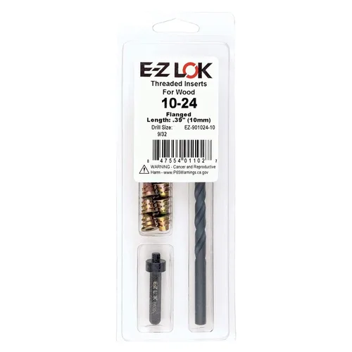 Vista 7 de E-Z LOK Kit de reparación de rosca hexagonal E-Z para insertos roscados con brida para madera blanda 1/4-20 x 13mm, perforador, herramienta