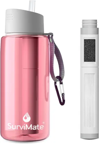 Vista 12 de SurviMate - Botella de agua filtrada con ultrafiltración de 5 etapas de Negro