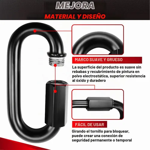 Vista 5 de PAMAZY 2 piezas de eslabones rápidos de cadena resistente de 4.2”, capacidad de peso de 2500 LBS, duradero, antióxido, conector de cadena de alta