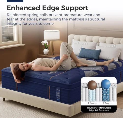 Vista 7 de FATHOM Colchón híbrido de tamaño matrimonial de 14 pulgadas con funda modal transpirable, espuma viscoelástica de gel refrescante y resortes