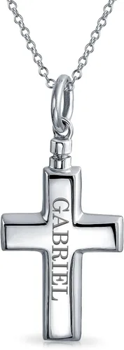 Vista 4 de Personalizar gran cruz medallón colgante para las mujeres para los hombres Memorial cremación urna titular collar para cenizas plata esterlina