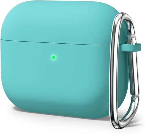 Vista 11 de Oakxco Funda de silicona para Airpods 3, bonita funda rígida femenina para Airpods de 3ª generación con llavero, gel de goma colorido suave de TPU