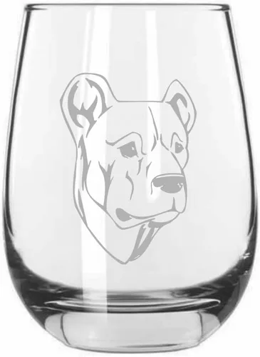 Vista 205 de Shar Pei (chino) - Vaso de vino sin tallo grabado para perro, 15.25 onzas
