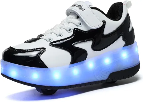 Vista 2 de Nsasy Zapatos de ruedas para niñas y niños, zapatos de ruedas para niños, zapatos de ruedas con luz LED para niños