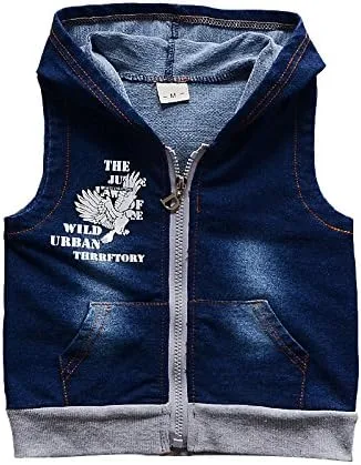 Vista 3 de Yao 9M-5T Conjunto de Ropa para Bebés Niños, 3 piezas, Camisa de Algodón, Jeans, Chaleco de Mezclilla para Primavera - Otoño