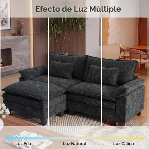 Vista 7 de URRED Sofá modular de gran tamaño, negro: 87 pulgadas en forma de L