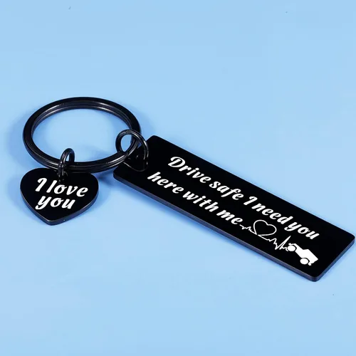 Vista 6 de GGOJAGST Llavero Drive Safe para él, hombres, novio, boo, cestas, regalos de cumpleaños de novia, aniversario para marido, regalos de esposa