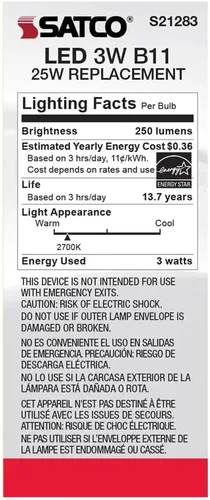 Vista 7 de Satco S21283 3B11/LED/927/FR/120V/E26-paquete de 6
